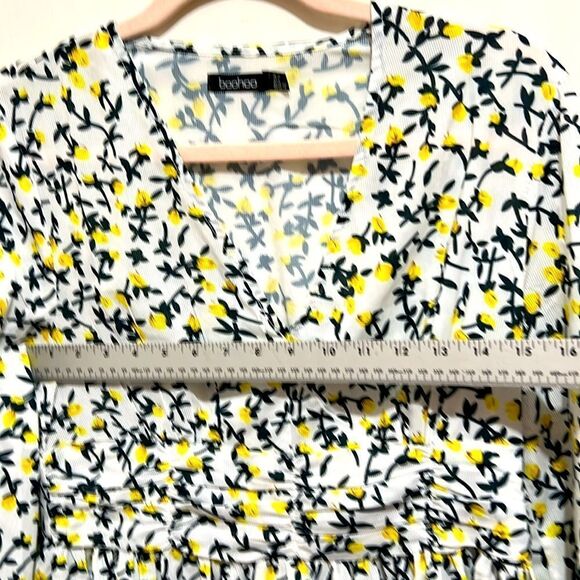 Boohoo Floral Raffia Long Sleeve Mini Dress White Yellow Spring Women 8 - Picture 5 of 8